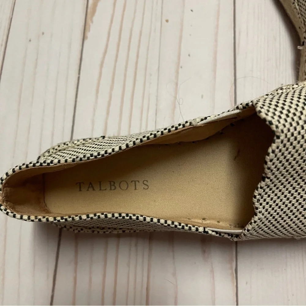 Talbots Izzy Espadrille Two Tone Check Print Slip On Flats Women's Size 6.5
